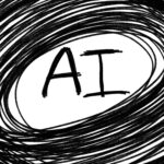 Handwritten AI in the center of the swirling circular line
